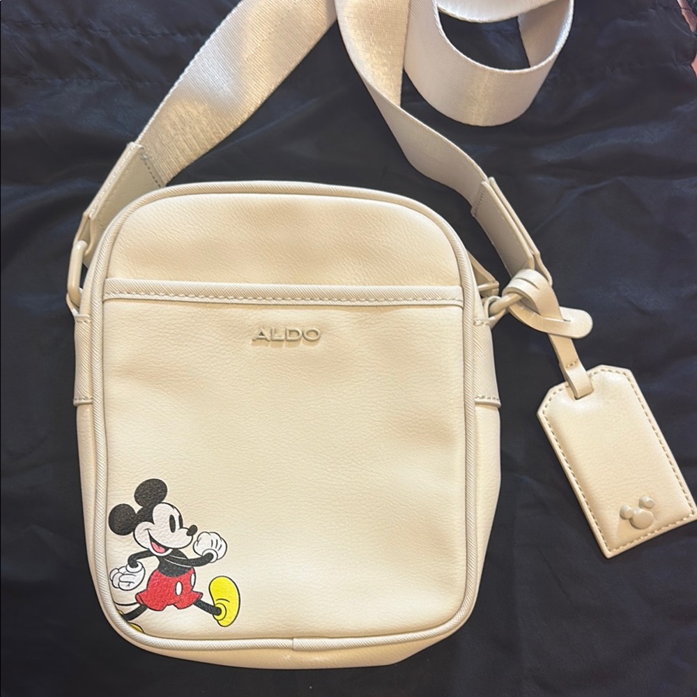 Aldo Beige Crossbody Bag with Mickey Mouse Accent